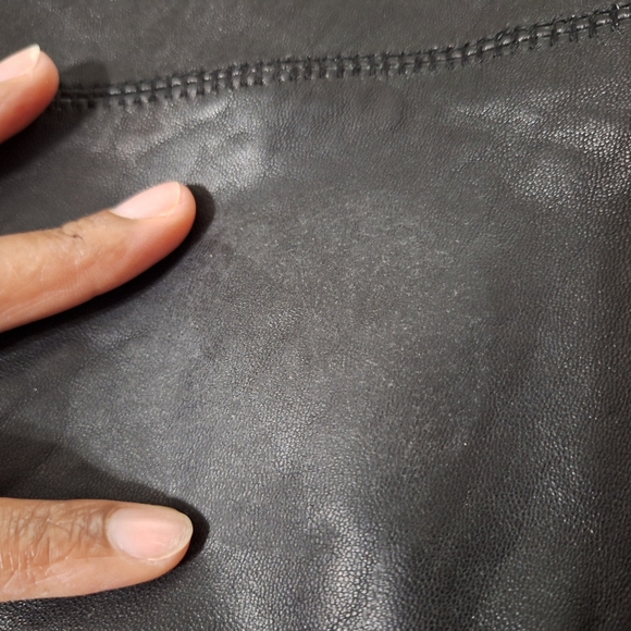 Jones New York Black Leather Stitch Detailed Coat - Picture 11 of 16